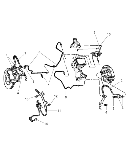 2002 Chrysler Voyager Lines & Hoses, Front Brakes Diagram