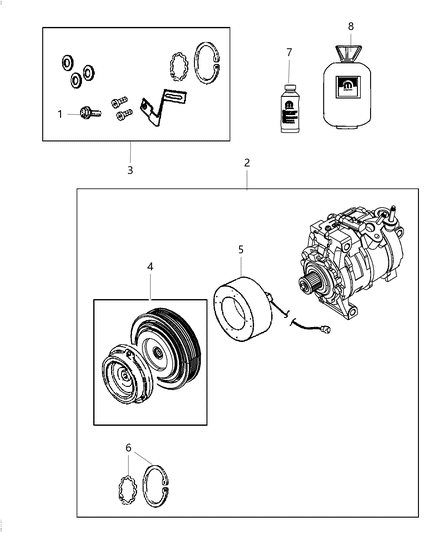 2017 Ram 2500 A/C Compressor & Related Parts Diagram