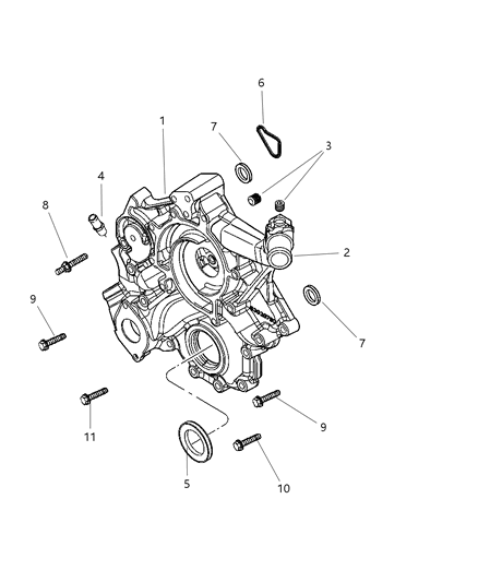 2005 Jeep Grand Cherokee Timing Cover & Related Parts Diagram 1