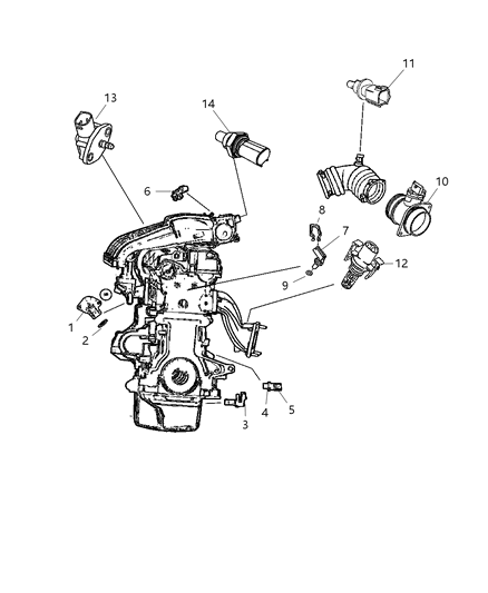 2008 Chrysler PT Cruiser Sensors - Engine Diagram 2