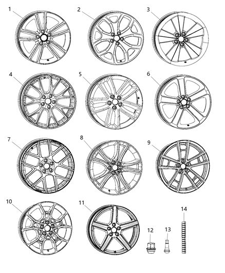 2017 Dodge Challenger Wheels & Hardware Diagram