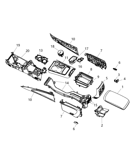 2013 Jeep Grand Cherokee Console ARMREST Diagram for 6KM381XTAA