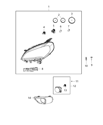 2015 Ram ProMaster City Lamps, Front Diagram