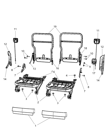 2008 Chrysler Pacifica Frame-Third Row Seat Cushion Diagram for 68002382AA