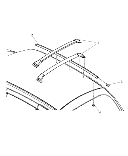 2001 Chrysler PT Cruiser Luggage Rack - Roof Diagram