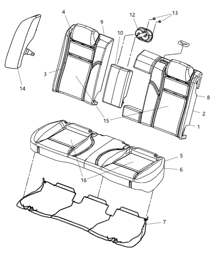 2008 Chrysler 300 Foam-Seat Back Diagram for 5139678AA