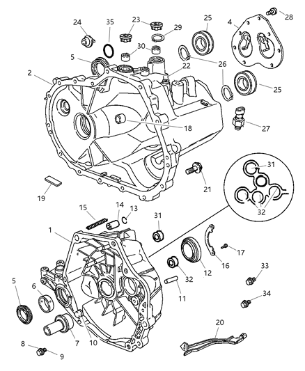 2009 Chrysler PT Cruiser BUSHING-Shift Rail Diagram for 4740899AB