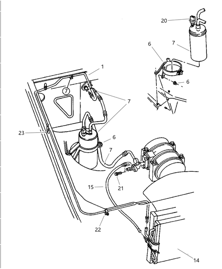 1997 Jeep Grand Cherokee Accumulator, Condenser & Lines Diagram 1