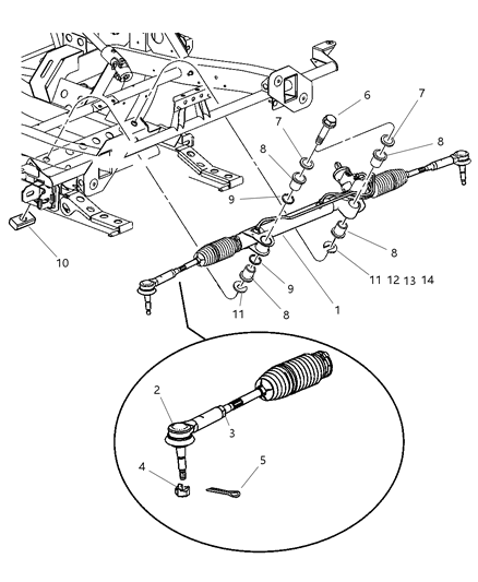 2006 Dodge Viper Nut-Outer Tie Rod Diagram for 5104685AA