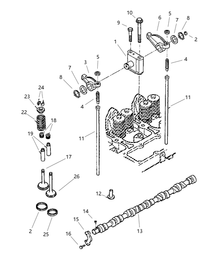 1998 Dodge Ram 2500 Regular Cab Camshaft & Valves Diagram 2