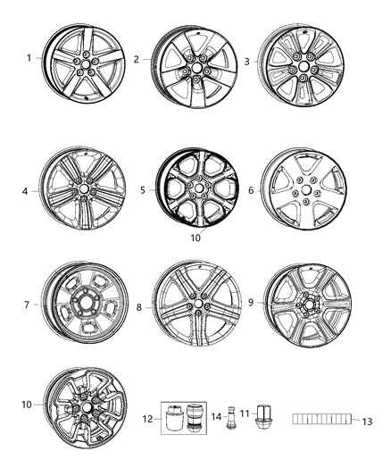 2016 Ram 1500 Aluminum Wheel Diagram for 1UB18GSAAB