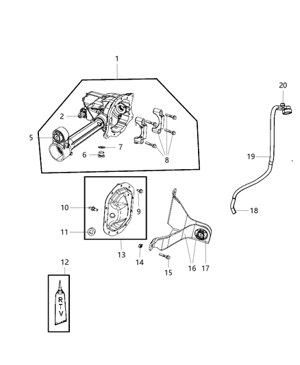 2009 Dodge Nitro Bracket-Axle Support Diagram for 52132031AA