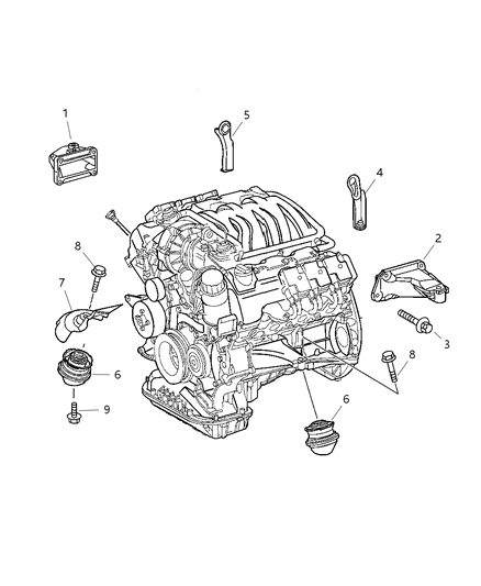 2005 Chrysler Crossfire Bracket-Engine Mount Diagram for 5098434AA