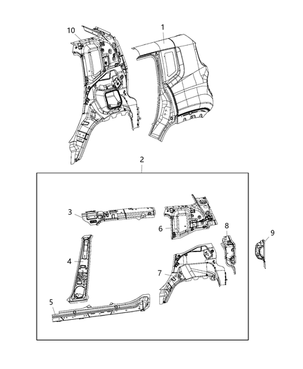 2017 Jeep Renegade Quarter Panel Diagram