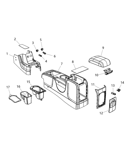 2010 Dodge Journey Console ARMREST Diagram for 1LN021K7AA