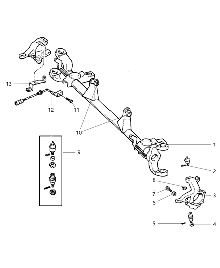 2001 Jeep Cherokee Housing - Front Axle Diagram 1