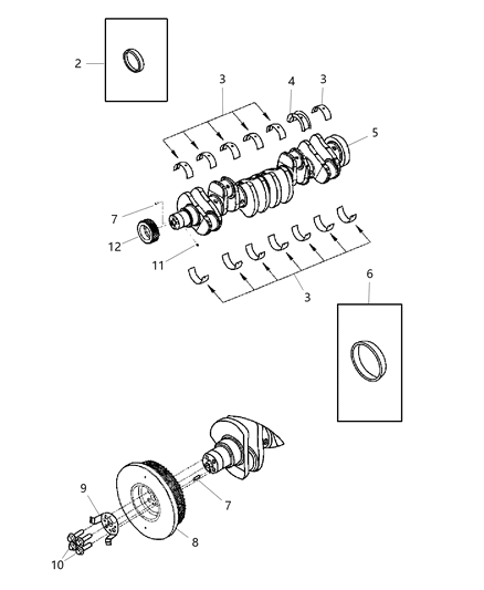 2008 Dodge Ram 3500 Crankshaft , Crankshaft Bearings , Damper , And Flex Plate Diagram 2