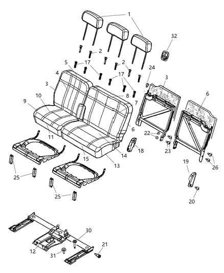 2009 Chrysler Aspen Rear Seat Back Cover Right Diagram for 1JU661D1AA