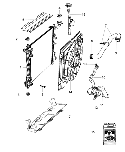 2013 Jeep Grand Cherokee Radiator & Related Parts Diagram 1