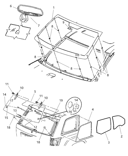 2008 Jeep Grand Cherokee Glass-Rear Door Diagram for 55394310AB