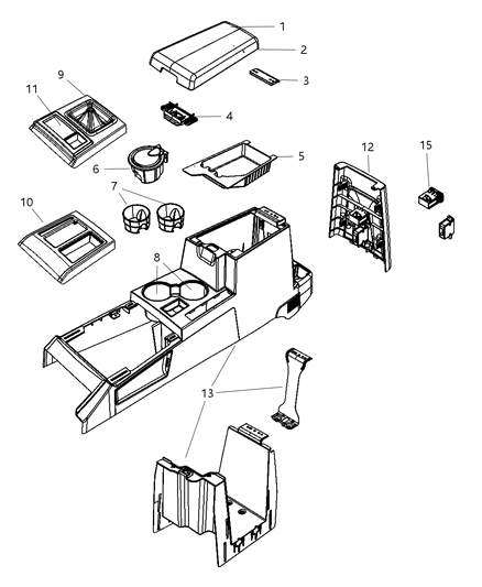 2009 Jeep Liberty Console ARMREST Diagram for 1MY96DKAAA