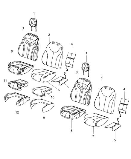 2013 Dodge Dart Seat Cushion Foam Front Right Diagram for 68193496AD