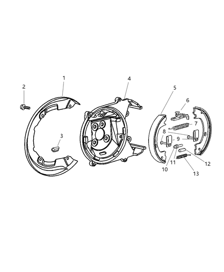 2001 Chrysler Sebring Sedan & Convertible Brake Assembly, Parking Diagram