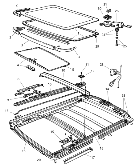 1998 Jeep Grand Cherokee SUNSHADE Sunroof Diagram for 5FZ20LAZAA