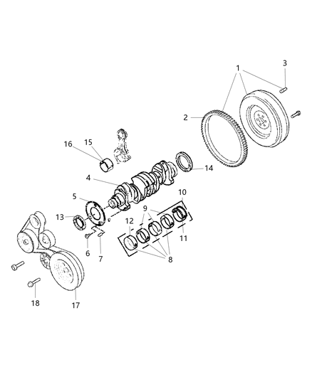 2020 Ram ProMaster 2500 Crankshaft, Crankshaft Bearings, Damper And Flywheel Diagram 1