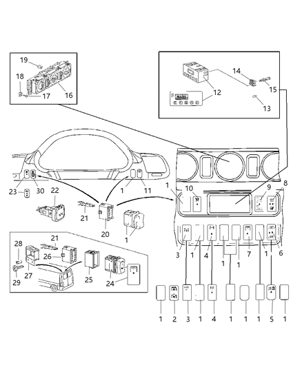 2003 Dodge Sprinter 3500 Air Conditioner And Heater Control Diagram for 5103644AA