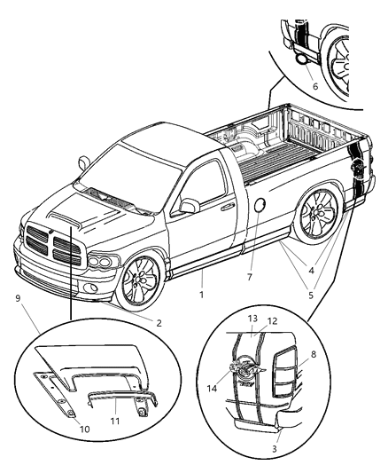 2004 Dodge Ram 1500 Decal Kit-Body Diagram for 5159229AA