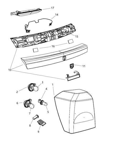 2009 Dodge Caliber Lamps - Rear Diagram