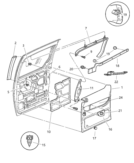 1997 Dodge Grand Caravan RETAINER-Door Trim Panel Diagram for 6504014