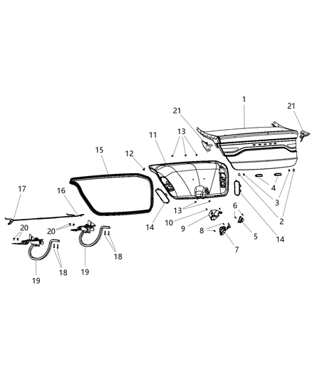 2015 Dodge Dart Bar-Deck Lid Hinge TORSION Diagram for 68086582AE