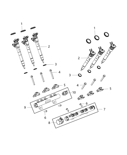 2018 Ram 1500 Fuel Rail & Injectors Diagram 1