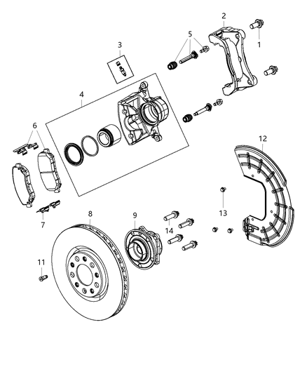 2015 Dodge Dart Front Disc Brake Pad Kit Diagram for 68160695AF