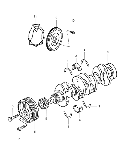 2009 Dodge Caliber Crankshaft , Crankshaft Bearings , Damper And Flywheel Diagram 3