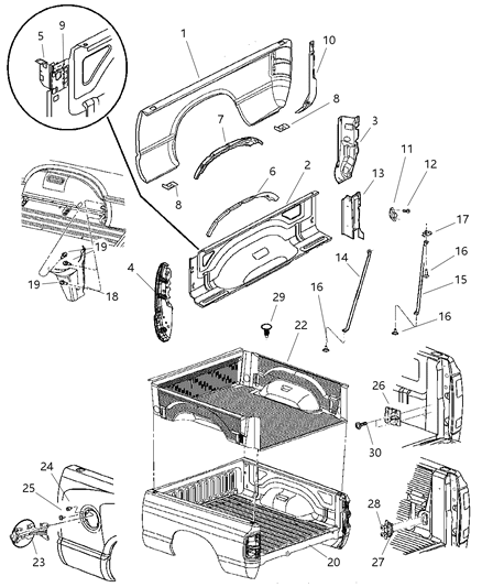 2006 Dodge Ram 3500 Panel-Box Side Outer Diagram for 5140341AB