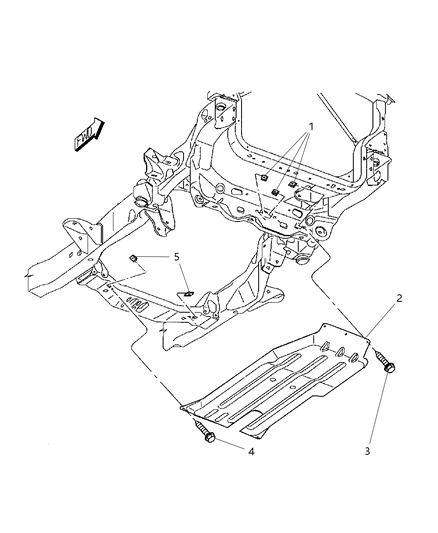 2002 Dodge Durango Skid Plate, Front Axle Diagram