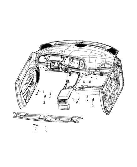 2018 Dodge Challenger Lamps, Glovebox, Doors & Luggage Diagram