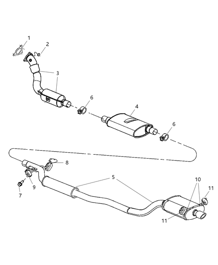 2005 Chrysler Pacifica Exhaust Muffler And Resonator Diagram for 4809692AE