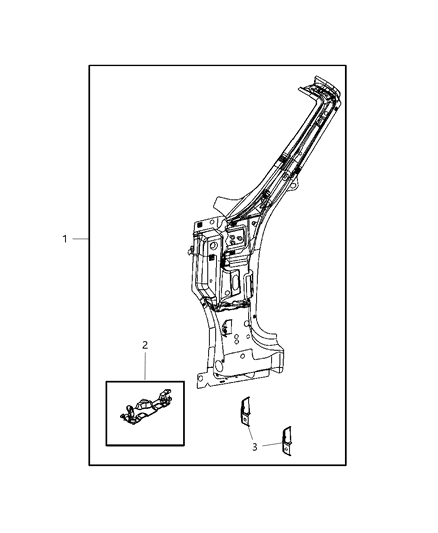 2008 Chrysler PT Cruiser Front Hinge Pillar Diagram