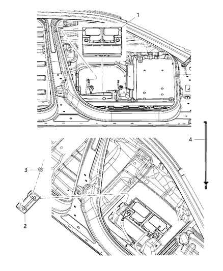 2014 Dodge Durango Battery Tray & Support Diagram