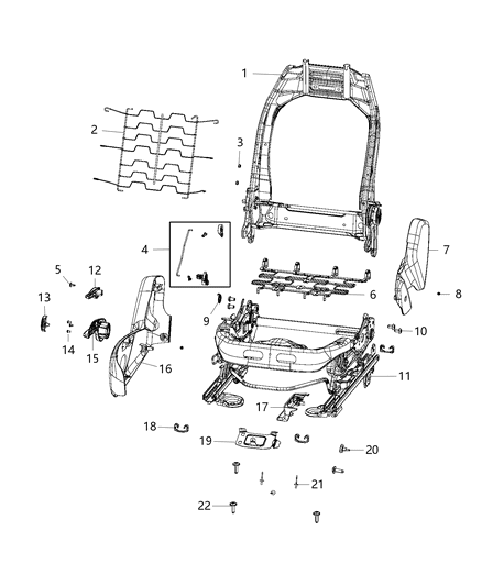 2018 Jeep Compass RECLINER-Front Seat Back Diagram for 68394634AA