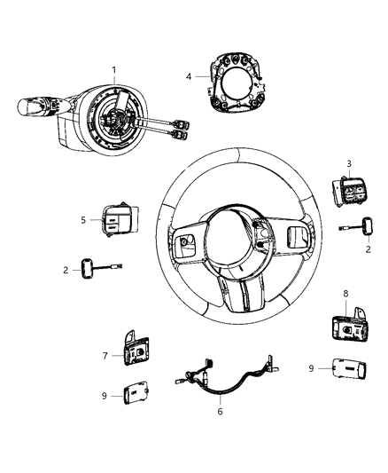 2012 Dodge Challenger Switches - Steering Column & Wheel Diagram