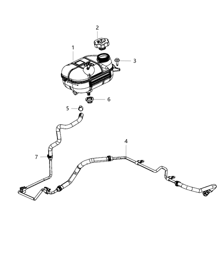 2013 Dodge Dart Coolant Recovery Bottle & Related Parts Diagram