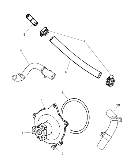 2000 Dodge Caravan Water Pump & Related Parts Diagram 3