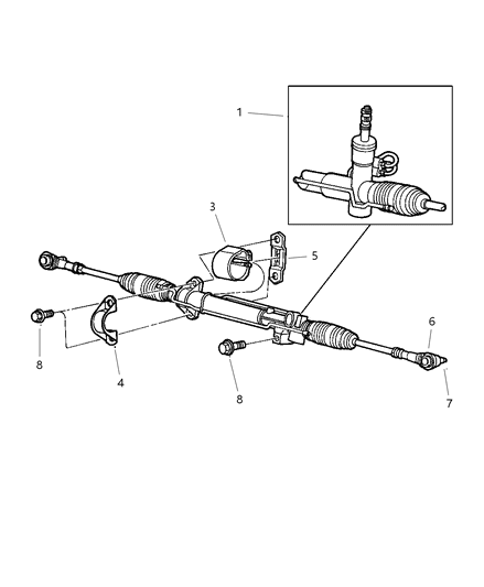 1998 Dodge Grand Caravan Gear - Rack & Pinion, Power & Attaching Parts Diagram