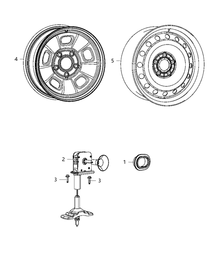2013 Ram 1500 Silver Steel Wheel Rim Diagram for 68089775AA