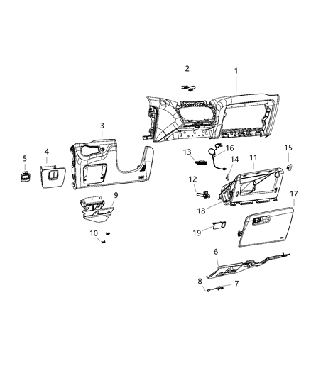 2020 Jeep Cherokee Instrument Panel, Lower Diagram